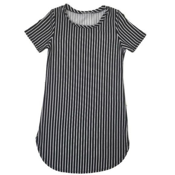 AGaci Black & White Striped Short Sleeve T-Shirt Dress casual comfortable no tag - Picture 7 of 7